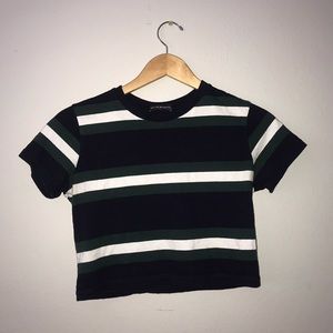 Brandy Melville Cropped Striped T-Shirt